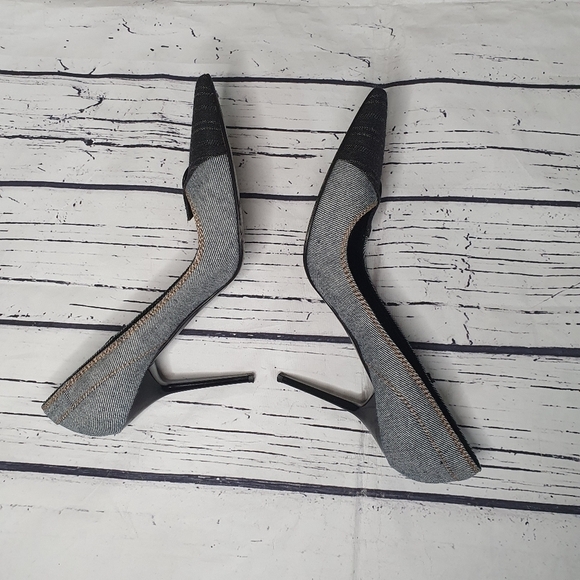 Casadei Made In Italy Denim Pointy Toe Stiletto Pumps Size 10 EU 40 - Picture 4 of 13